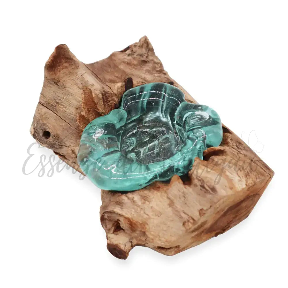 Portacandele singolo in vetro soffiato su legno - Molten Glass on Wood