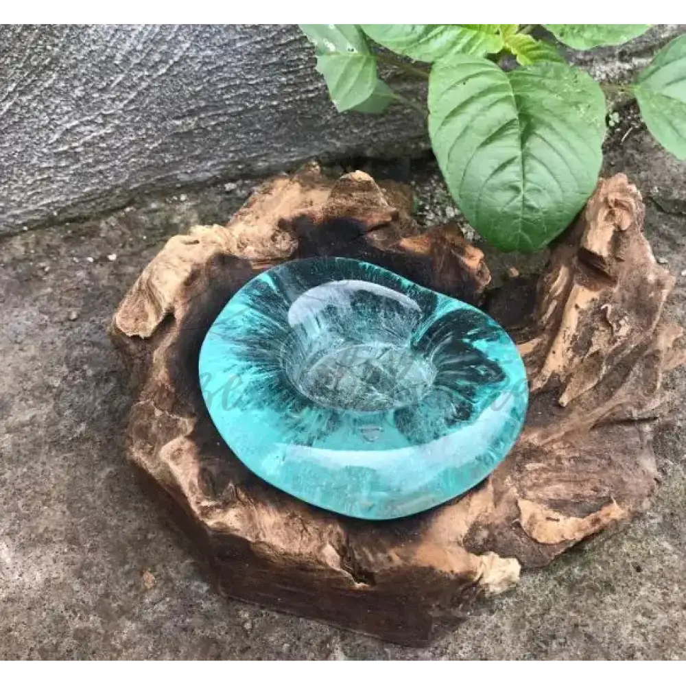 Portacandele in vetro soffiato su legno - Molten Glass on Wood