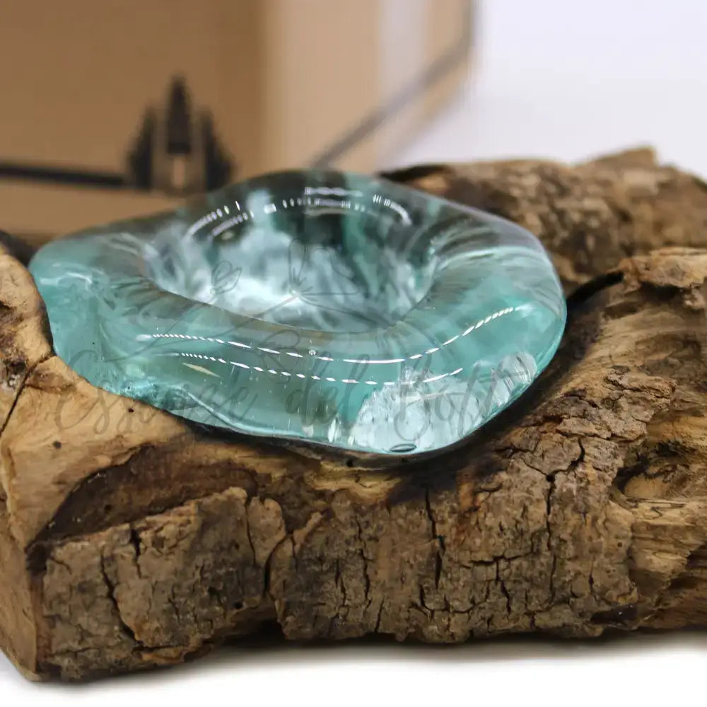 Portacandele in vetro soffiato su legno - Molten Glass on Wood