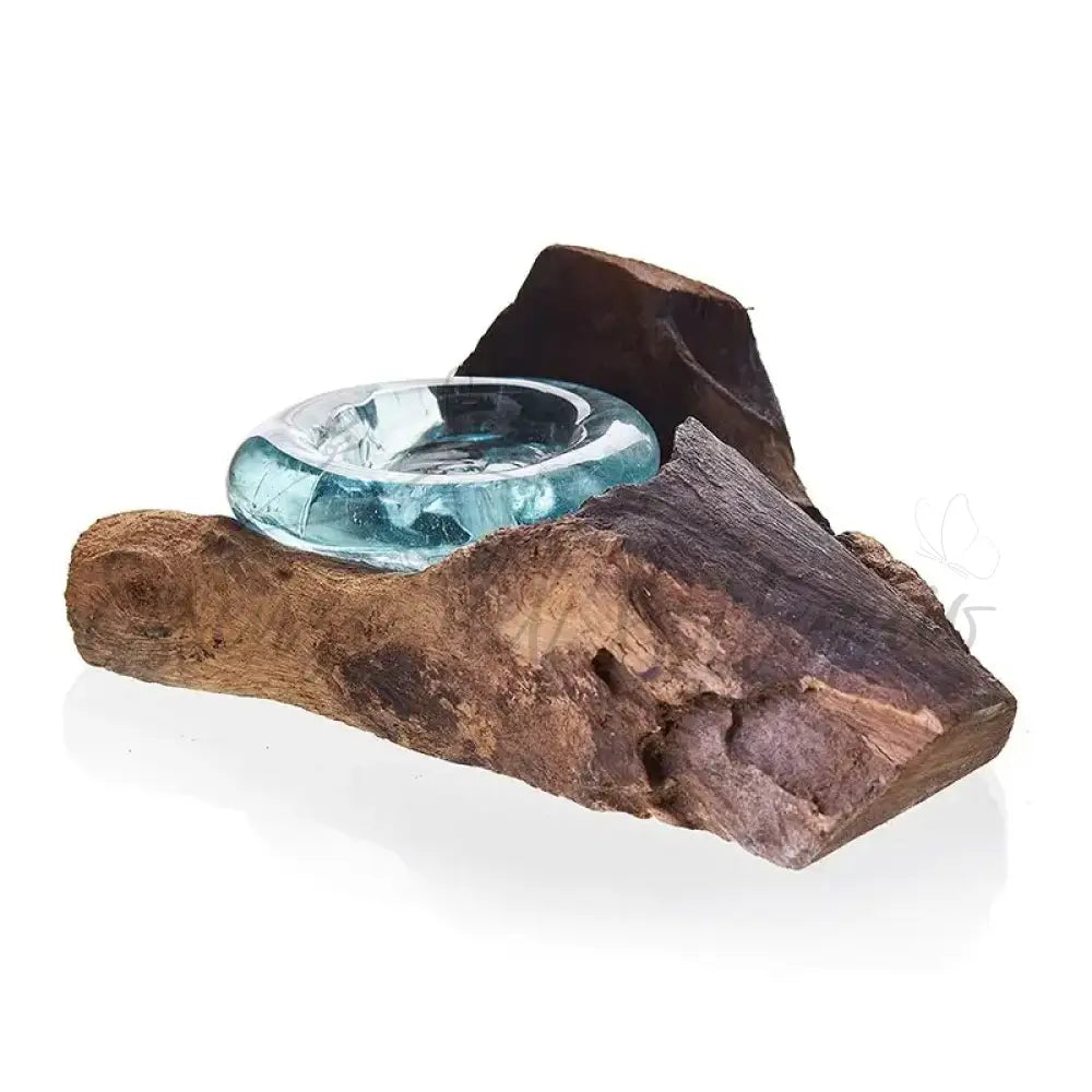 Portacandele in vetro soffiato su legno - Molten Glass on Wood