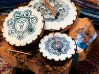 Tamburo Sciamanico Mandala con 1 Bacchetta - 20cm