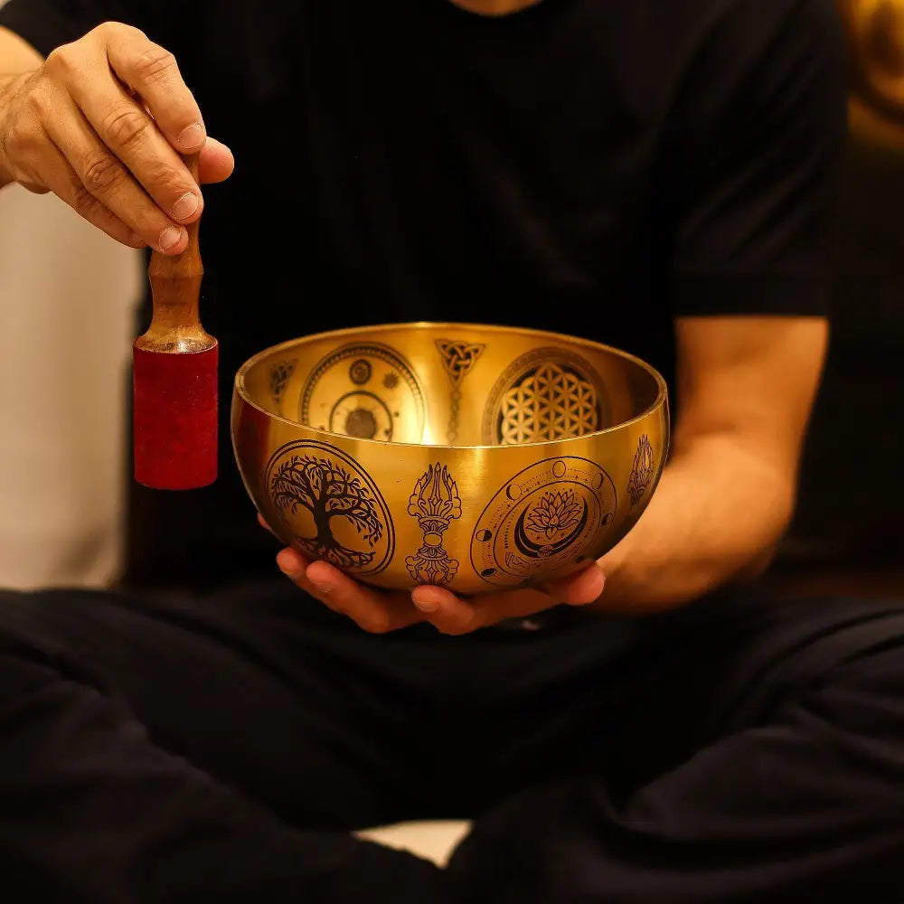 Pure Brass Etched Buddha - Set of 4 - Approx 3.85kg - Tibetan Singing Bowls