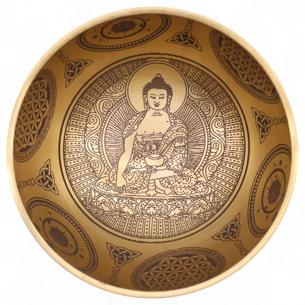 Pure Brass Etched Buddha - Set of 4 - Approx 3.85kg - Tibetan Singing Bowls