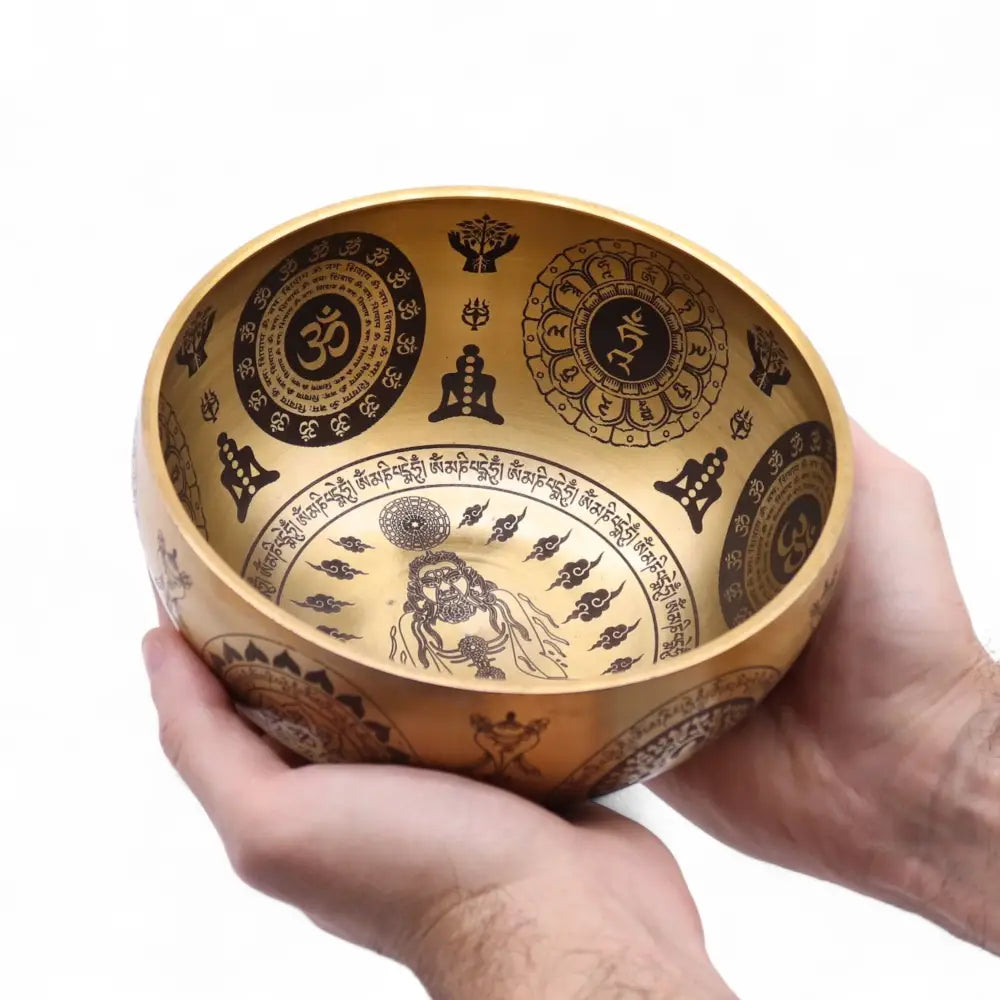 Pure Brass Etched Yogi - Set of 4 - Approx 3.85kg - Tibetan Singing Bowls