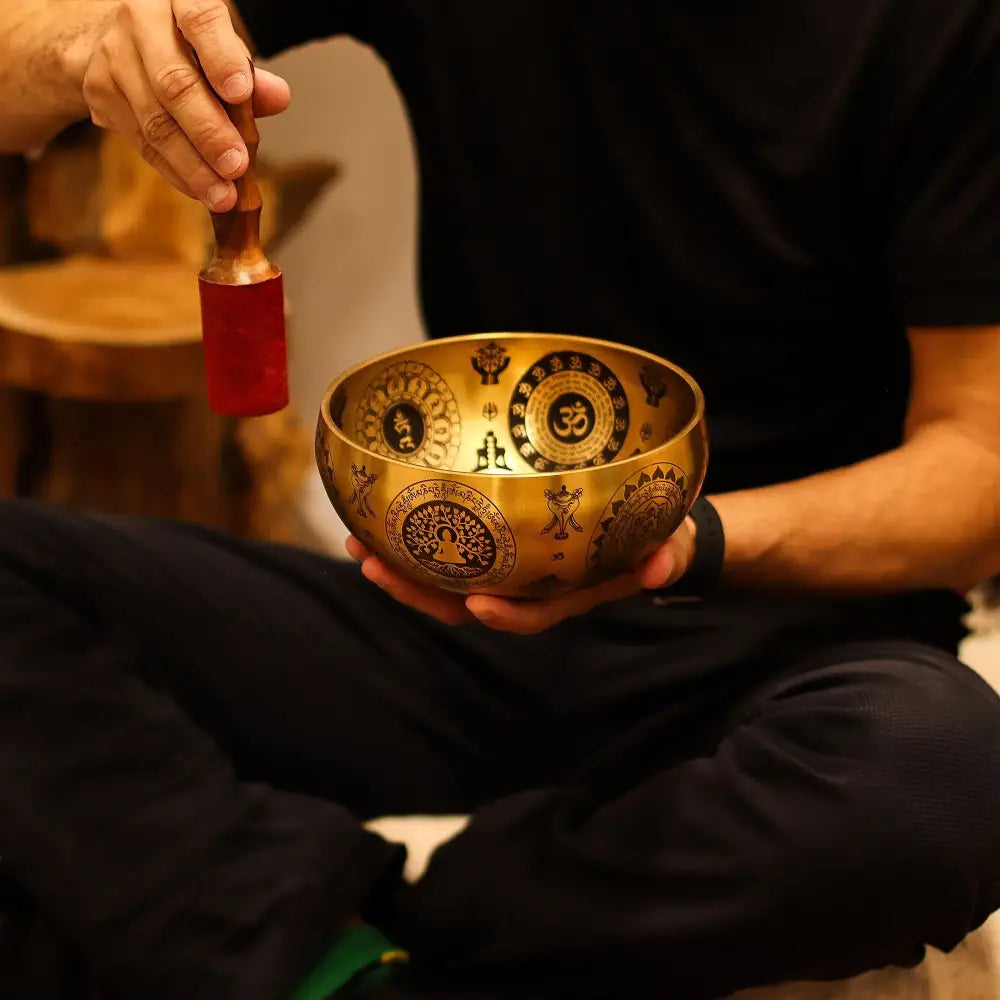 Pure Brass Etched Yogi - Set of 4 - Approx 3.85kg - Tibetan Singing Bowls