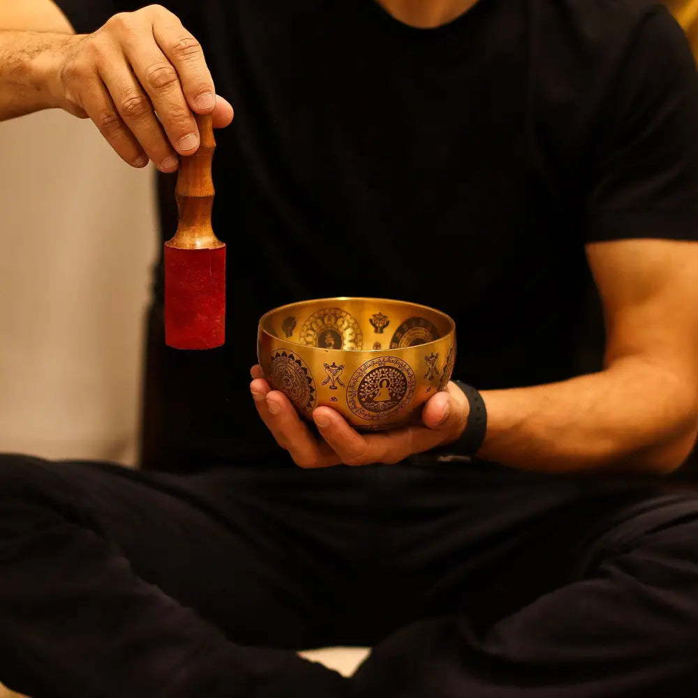 Pure Brass Etched Yogi - Set of 4 - Approx 3.85kg - Tibetan Singing Bowls