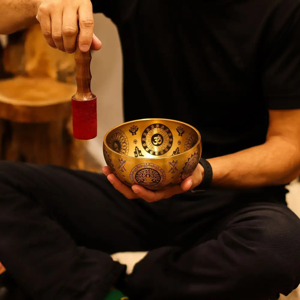 Pure Brass Etched Yogi - Set of 4 - Approx 3.85kg - Tibetan Singing Bowls