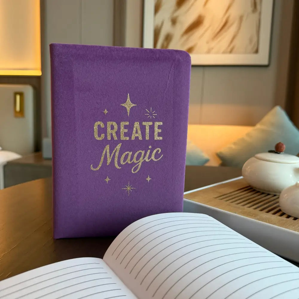 Purple Velvet Notebook - 80 pages - Create Magic - Wellness & Gratitude Notebooks
