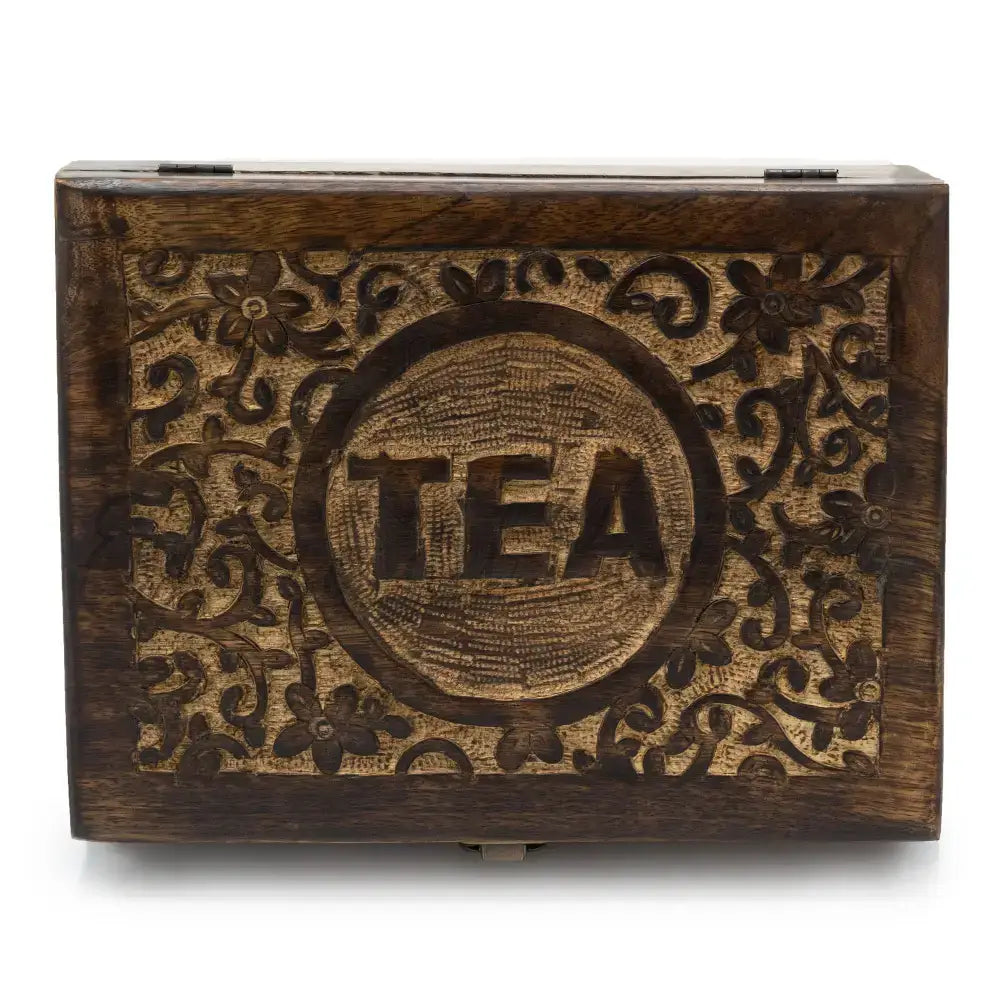 Scatola Intagliata Porta Tè e Tisane - 12 Scomparti - Mango Carved Tea Boxes