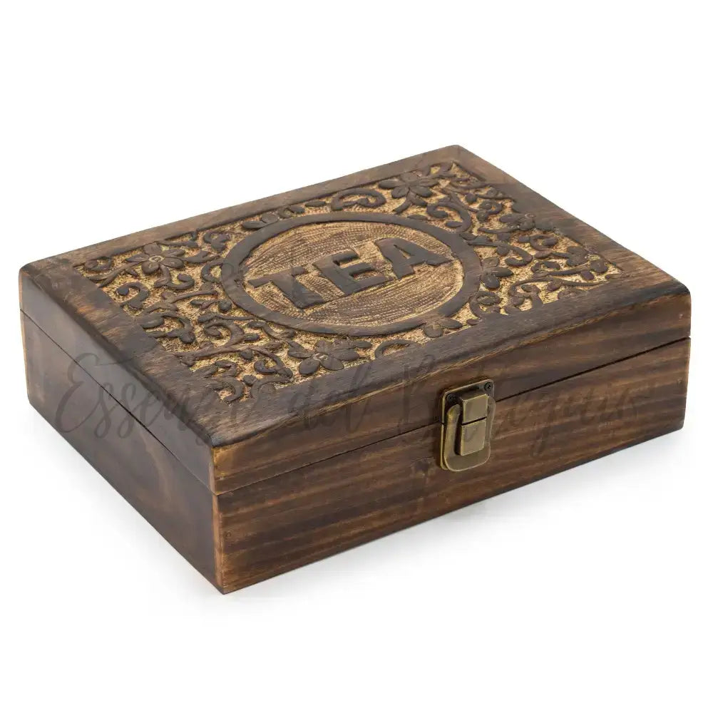 Scatola Intagliata Porta Tè e Tisane - 12 Scomparti - Mango Carved Tea Boxes