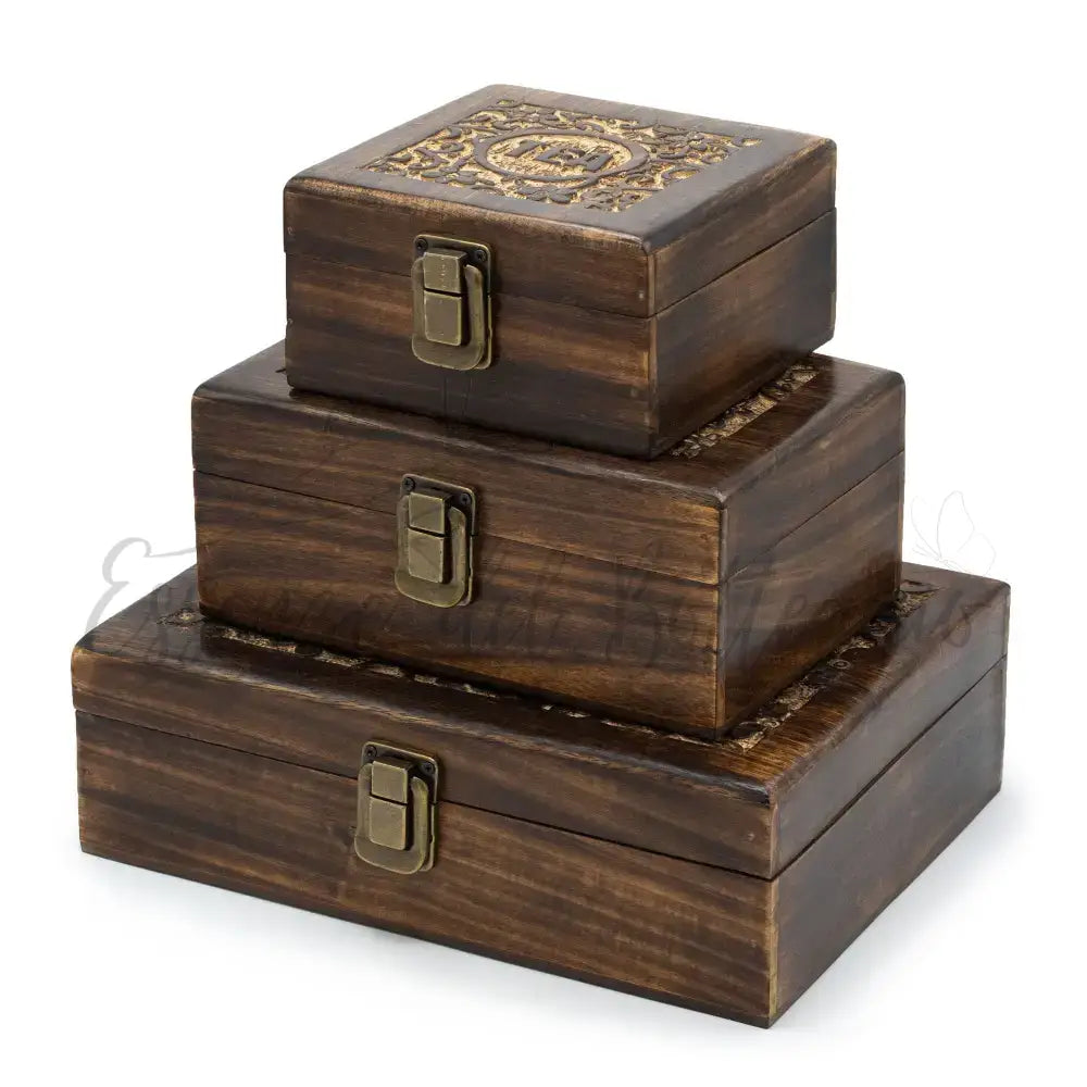Scatola Intagliata Porta Tè e Tisane - 12 Scomparti - Mango Carved Tea Boxes