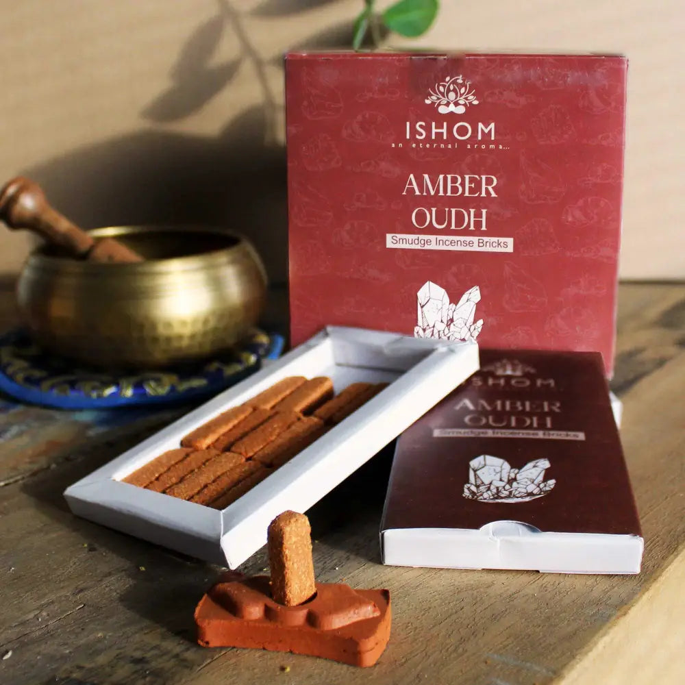 Set 15 Mattoncini di Incenso e Supporto - Oudh Ambrato - Natural Incense Resin Bricks Set