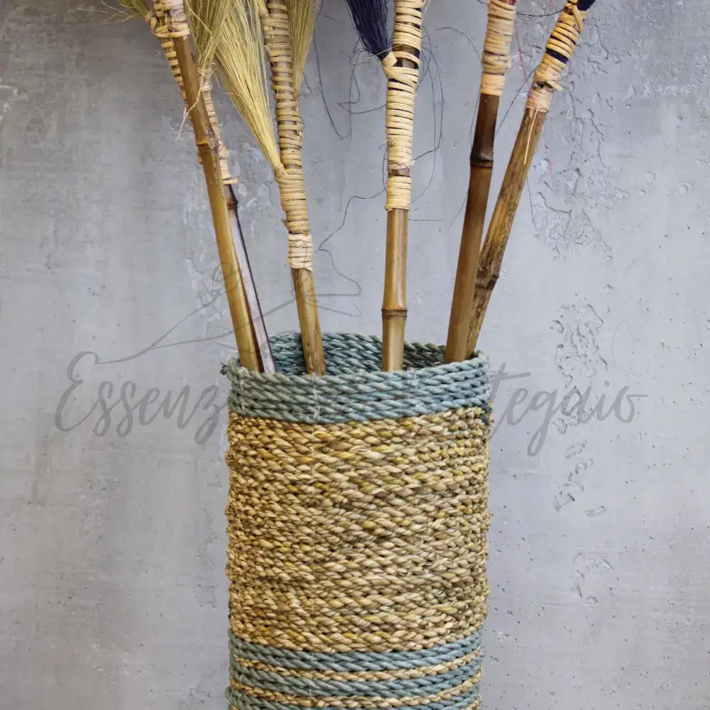 Set 2 Vasi e 2 Cestini - Alghe Marine e Rafia - Seagrass Vase & Bins Set