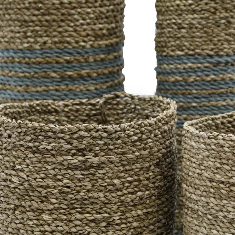 Set 2 Vasi e 2 Cestini - Alghe Marine e Rafia - Seagrass Vase & Bins Set