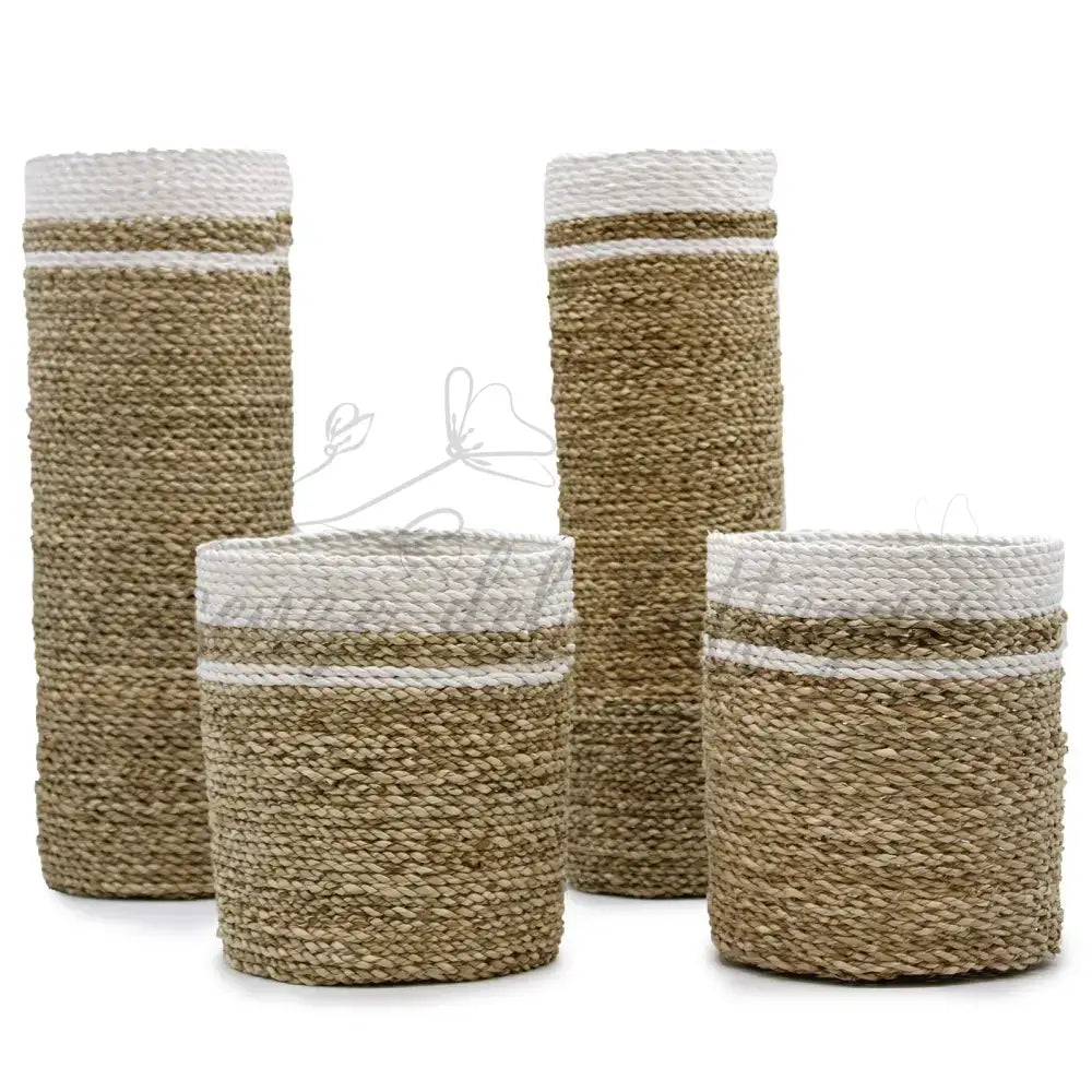 Set 2 Vasi e 2 Cestini - Alghe Marine - Seagrass Vase & Bins Set