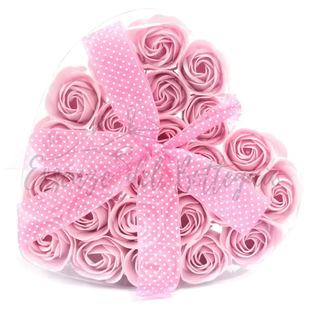 Set di 24 scatole a forma di cuore con fiori di sapone - Luxury Soap Flowers