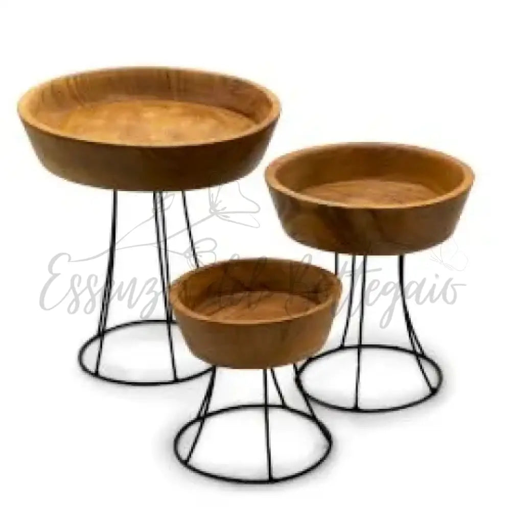 Set di 3 Ciotole in Legno Teak - Rialzate - Teak Wood Bowls