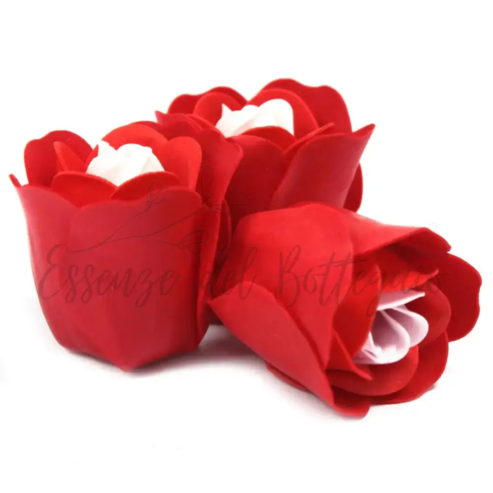 Set di 3 Fiori di Sapone - Rose Rosse - Luxury Soap Flowers
