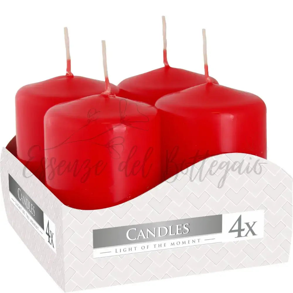Set di 4 Ceri 40x60mm - Rosso - Pillar Candle