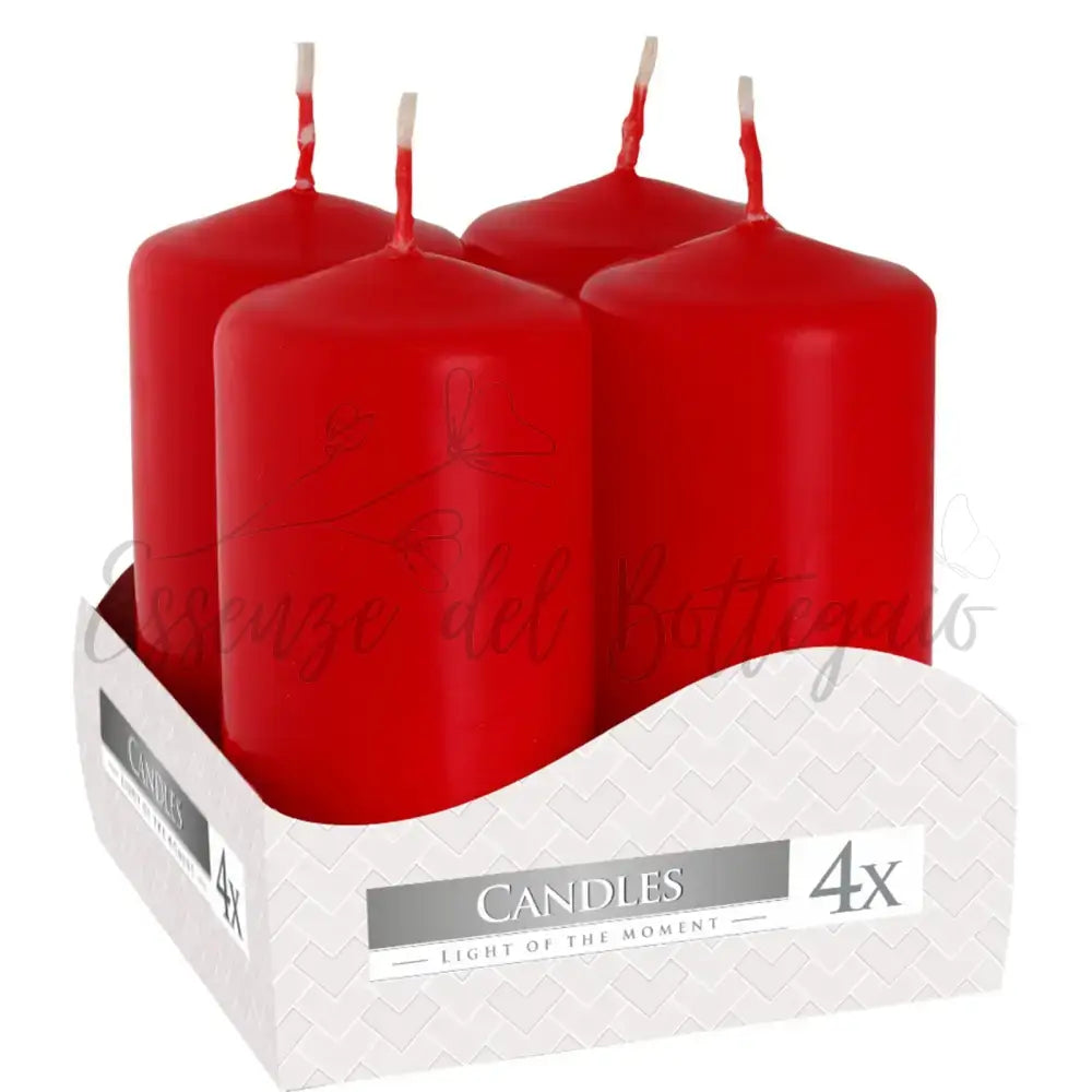 Set di 4 Ceri 40x80mm - Rosso - Pillar Candle