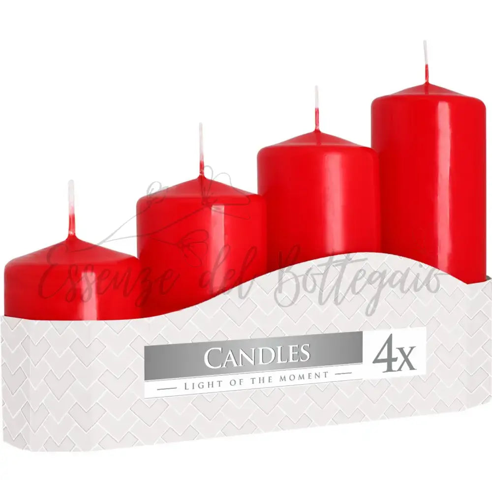 Set di 4 Ceri 50mm (11/16/22/33H) - Rosso - Pillar Candle