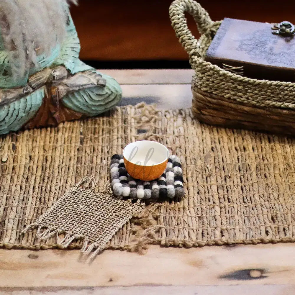 Set 4 Sottobicchieri in Feltro Quadrati 10 cm - Grigio - Felt Placemats & Coasters