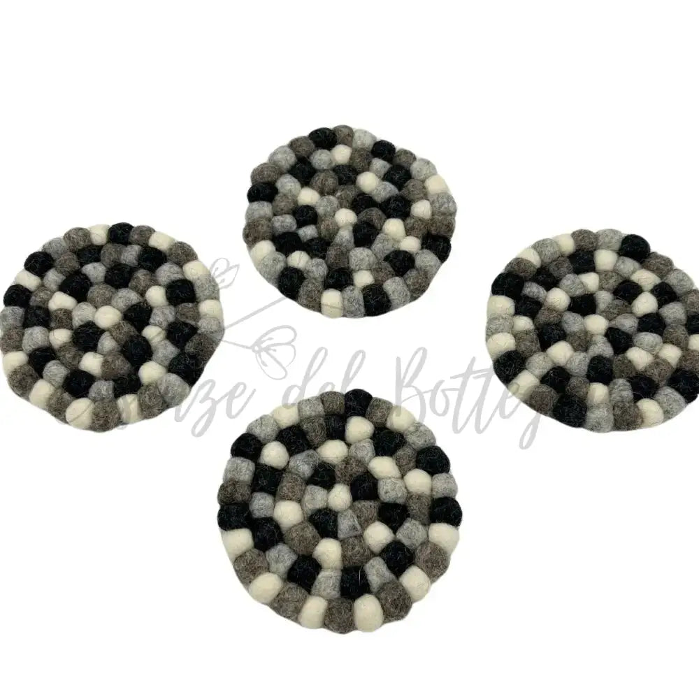 Set 4 Sottobicchieri in Feltro Rotondi 10 cm - Grigio - Felt Placemats & Coasters