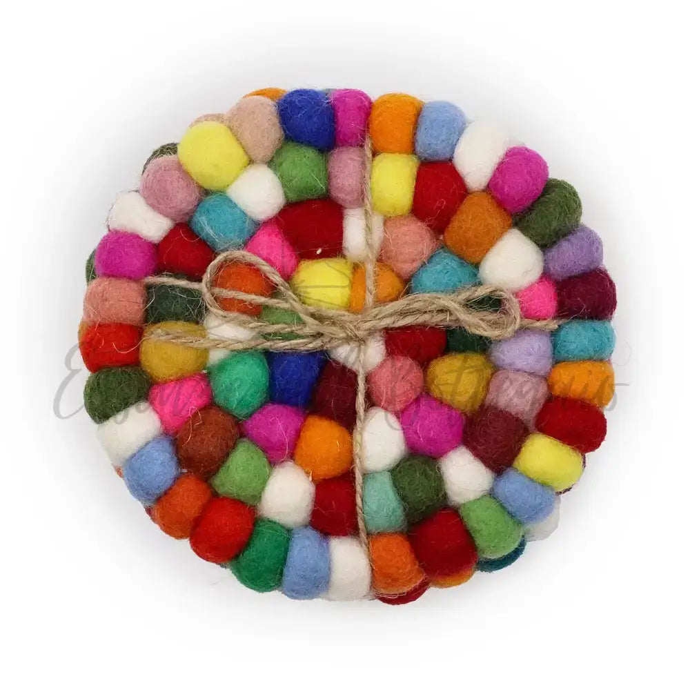 Set 4 Sottobicchieri in Feltro Rotondi 10 cm - Multicolore - Felt Placemats & Coasters