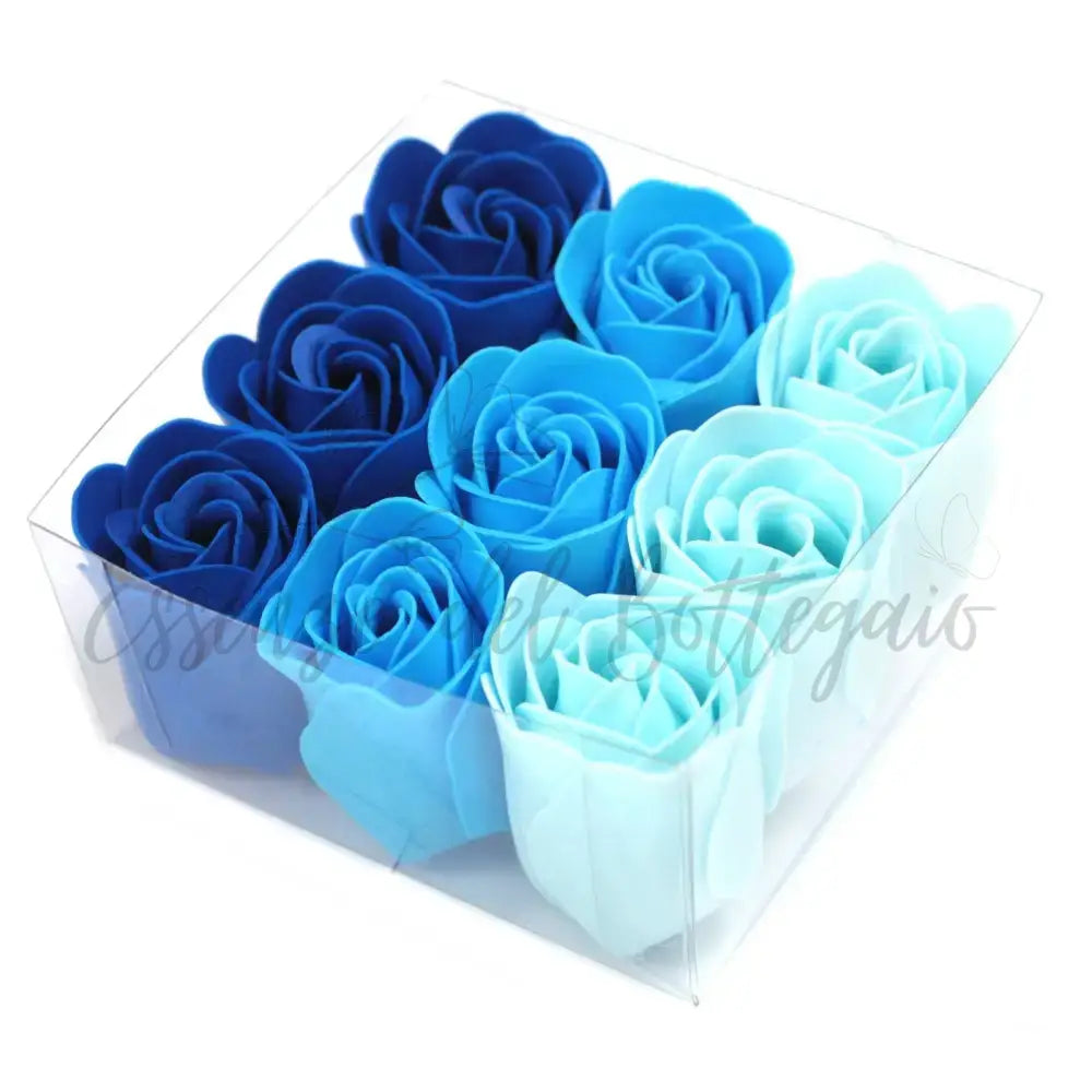 Set di 9 fiori di sapone - Rose blu - Luxury Soap Flowers