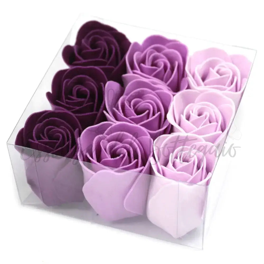 Set di 9 fiori di sapone - Rose di lavanda - Luxury Soap Flowers