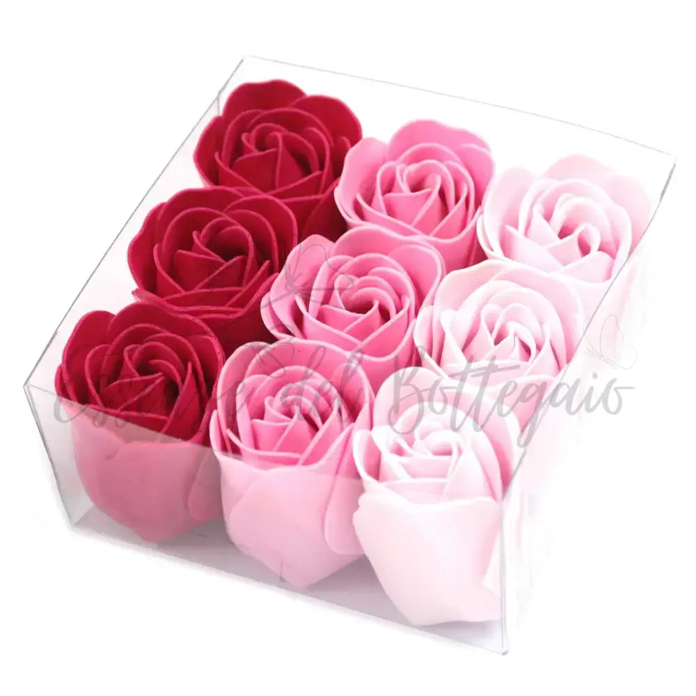 Set di 9 fiori di sapone - Rose rosa - Luxury Soap Flowers