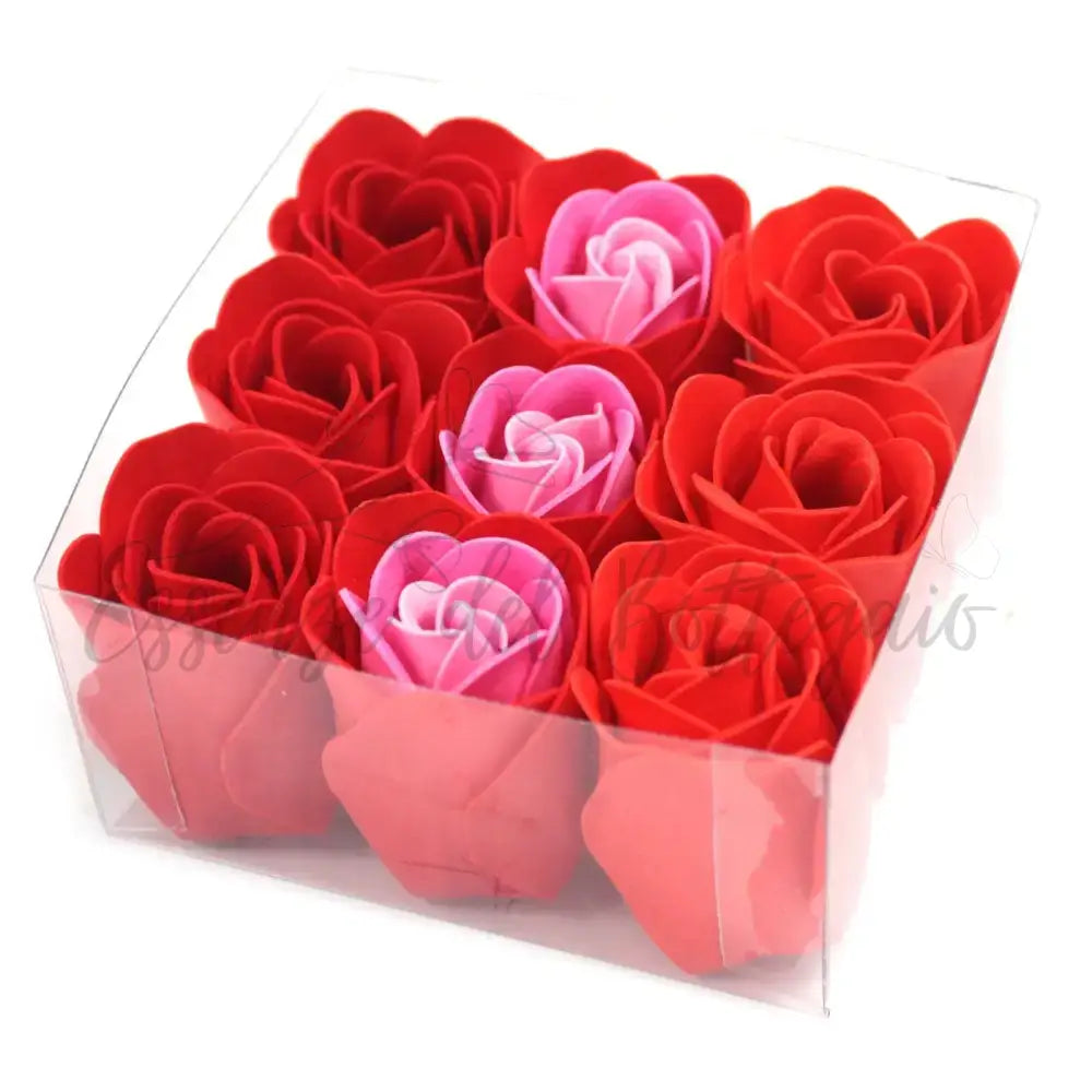 Set di 9 fiori di sapone - Rose rosse - Luxury Soap Flowers