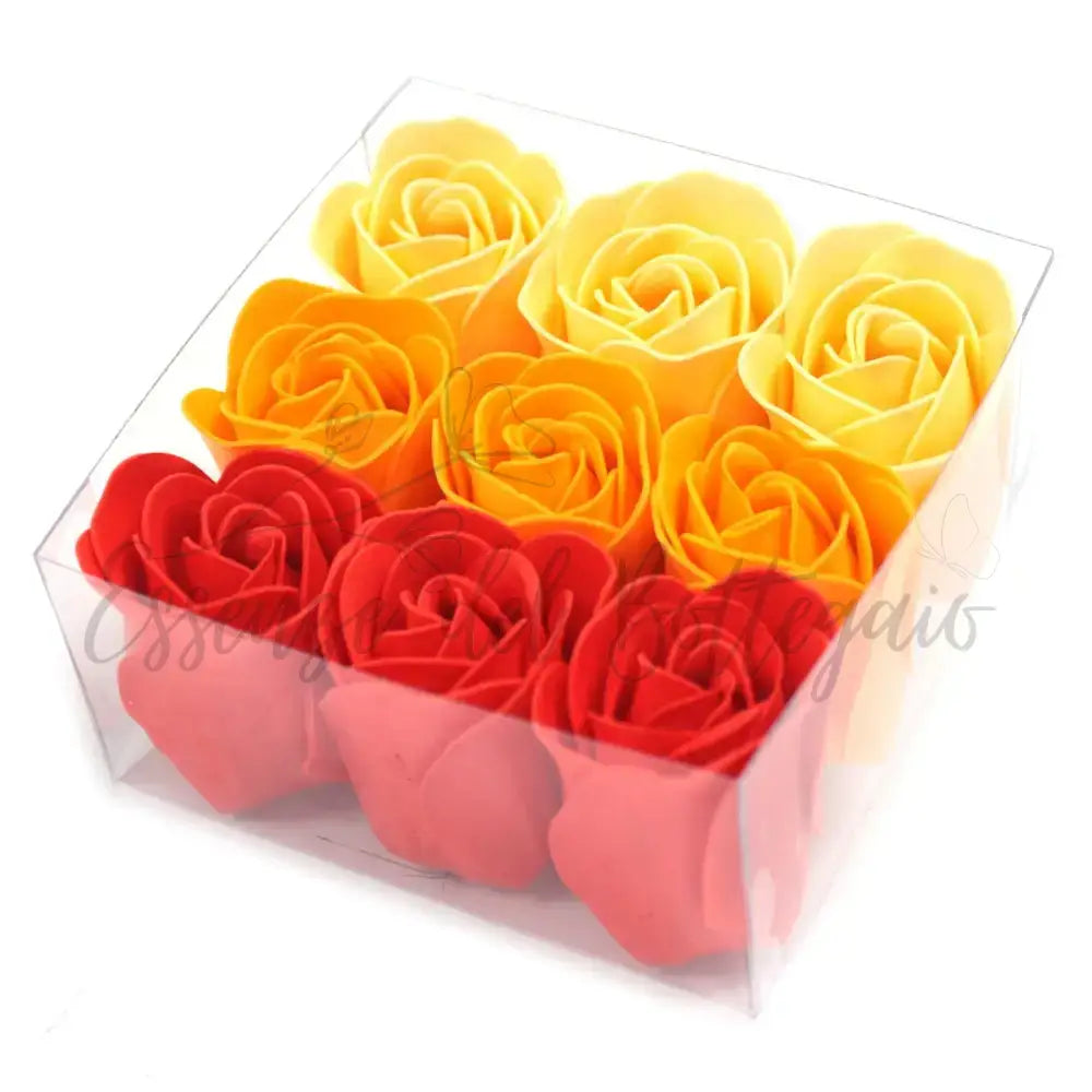 Set di 9 scatole di fiori di sapone - Rose pesca - Luxury Soap Flowers