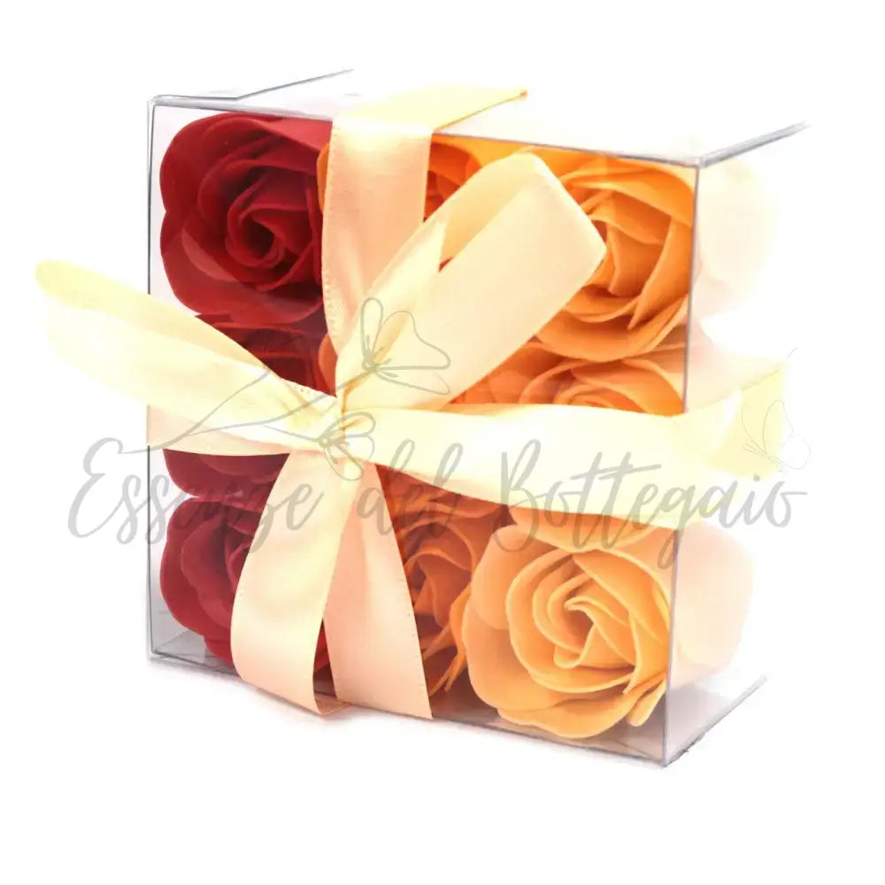Set di 9 scatole di fiori di sapone - Rose pesca - Luxury Soap Flowers