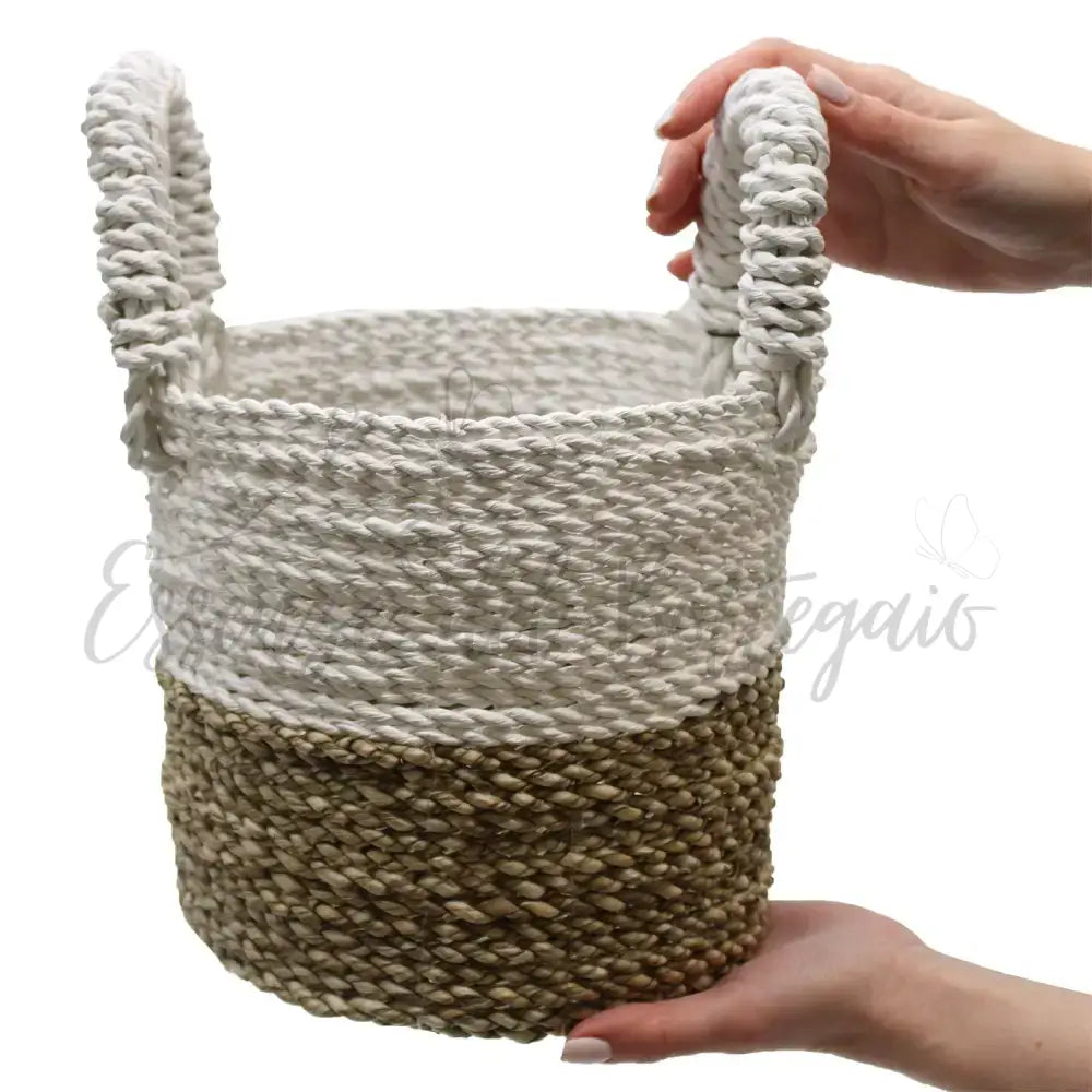 Set Cestini di Alghe - Arancione Naturale Bianco - Seagrass Basket Set