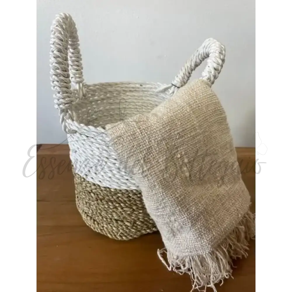 Set Cestini di Alghe - Bianco e Colore Naturale dell`Alga - Seagrass Basket Set