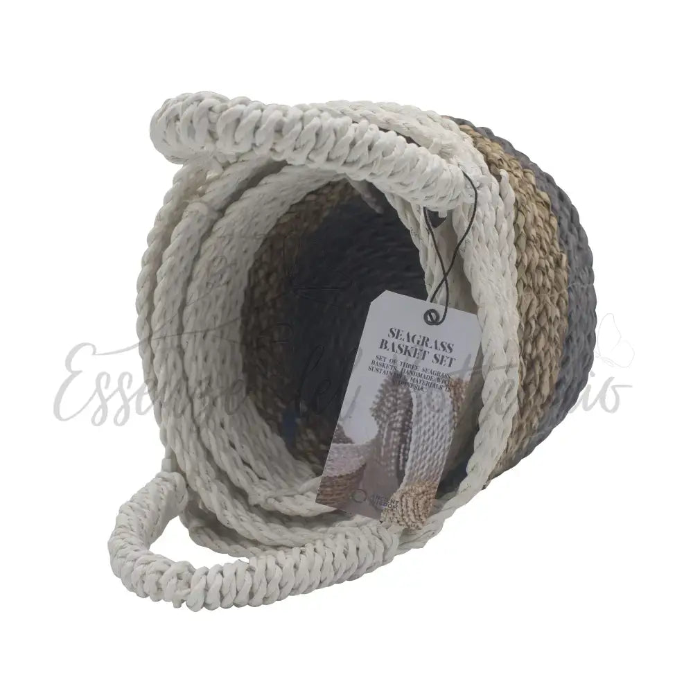 Set Cestini di Alghe - Grigio Naturale Bianco - Seagrass Basket Set