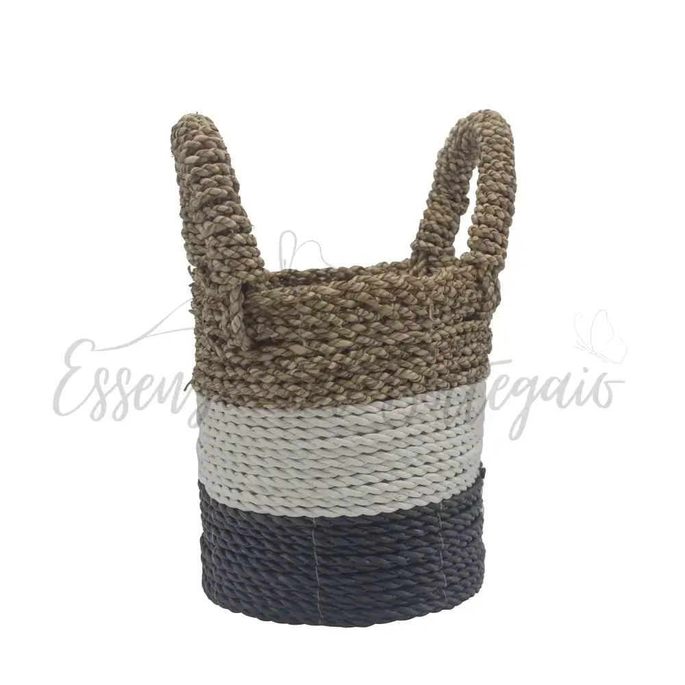 Set Cestini di Alghe - Grigio Scuro Naturale Bianco - Seagrass Basket Set