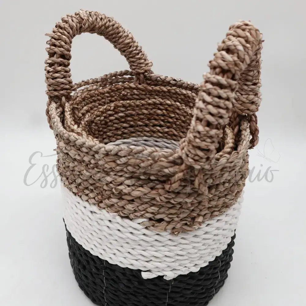 Set Cestini di Alghe - Grigio Scuro Naturale Bianco - Seagrass Basket Set