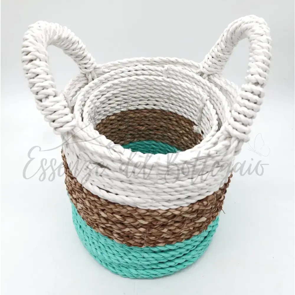 Set Cestini di Alghe - Verde Naturale Bianco - Seagrass Basket Set