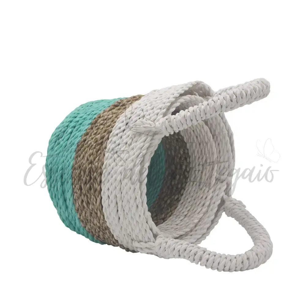 Set Cestini di Alghe - Verde Naturale Bianco - Seagrass Basket Set