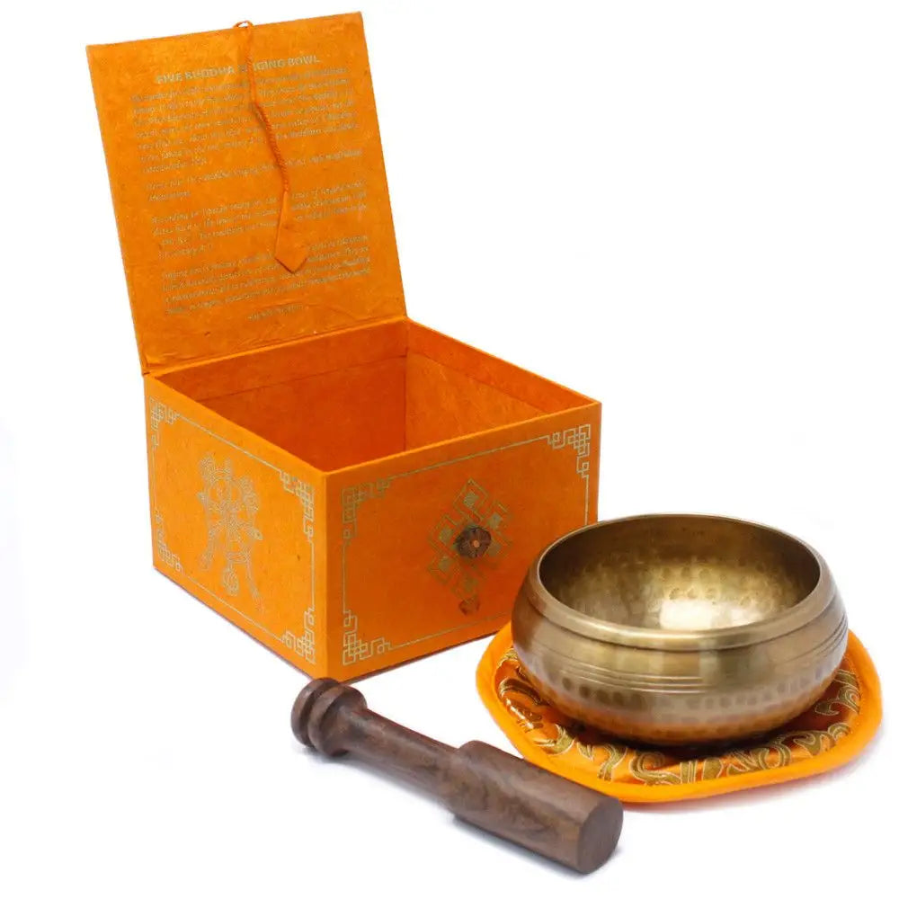 Set di cinque ciotole tibetane Buddha da 10 cm (min. 400 g) - Tibetan Singing Bowl Sets