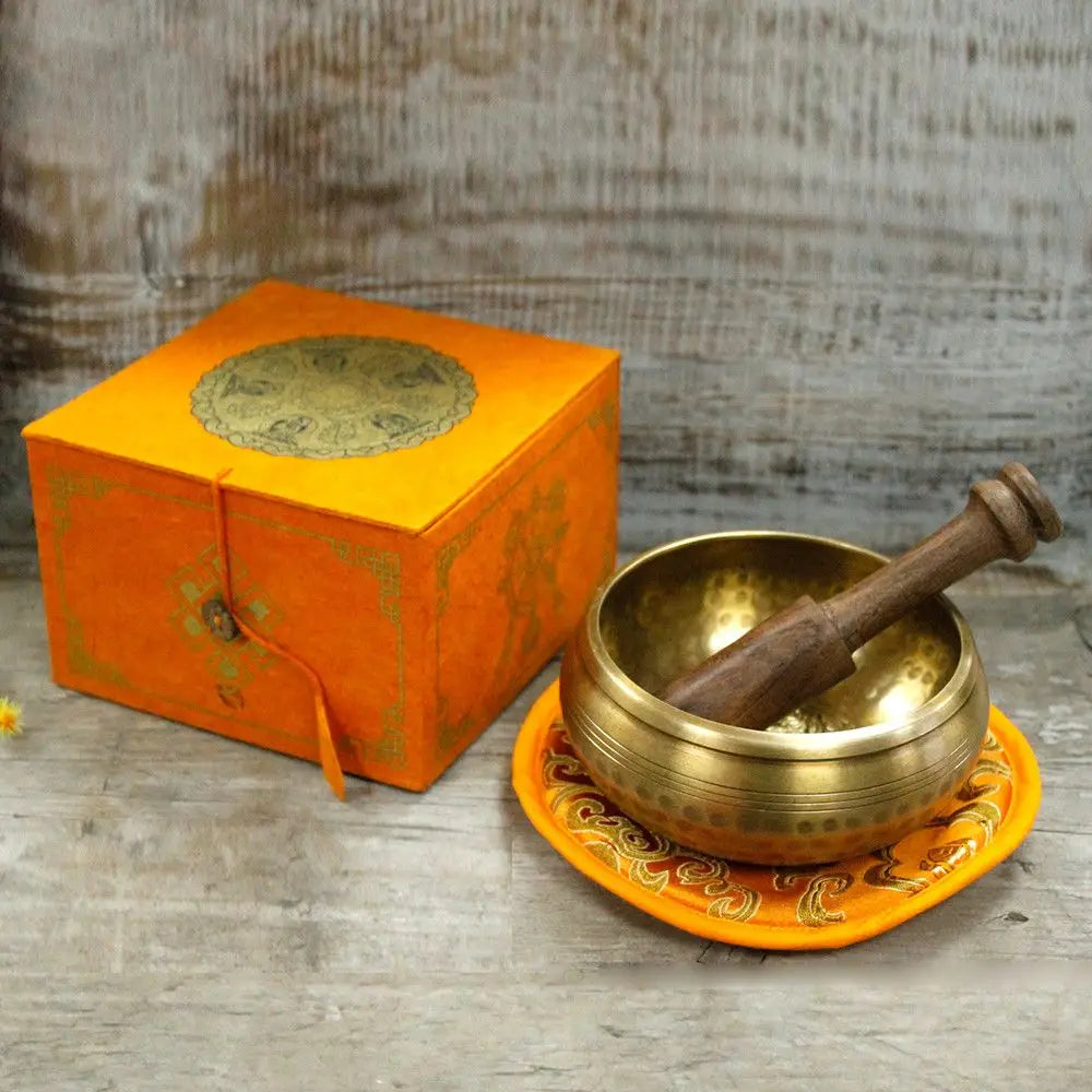 Set di cinque ciotole tibetane Buddha da 10 cm (min. 400 g) - Tibetan Singing Bowl Sets
