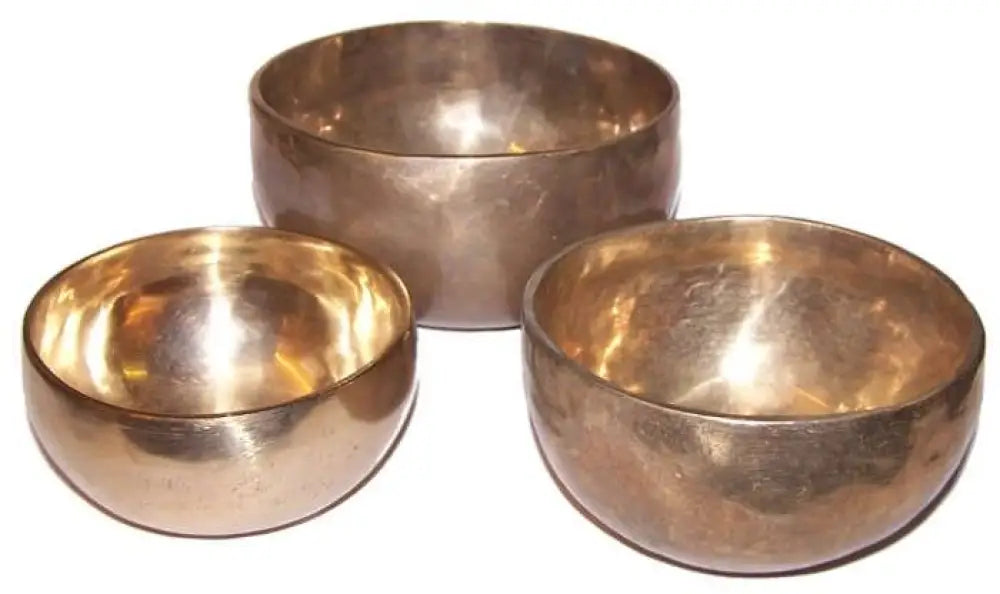 Set of 3 Handmade Brass Singing Bowls - Tibetan Singing Bowls