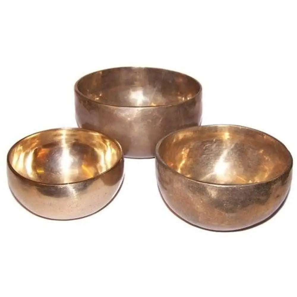 Set of 3 Handmade Brass Singing Bowls - Tibetan Singing Bowls