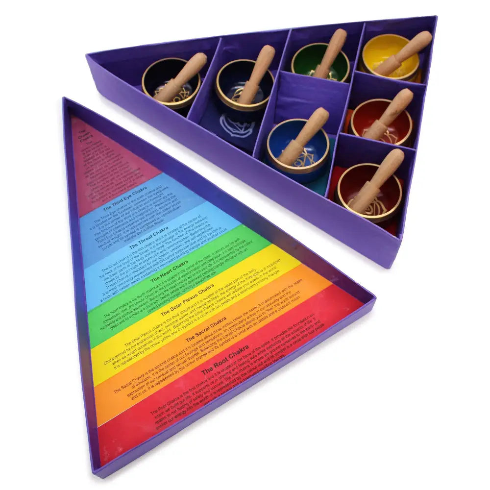 Set regalo di campane tibetane Chakra Pyramid - Tibetan Singing Bowl Sets