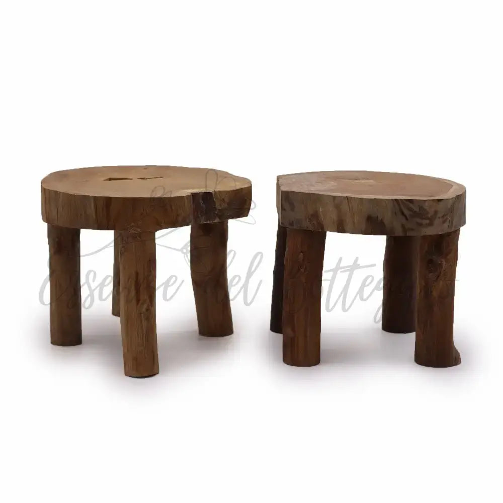 Sgabelli Alti in Legno Teak - 27x20cm - Natural Teak Display