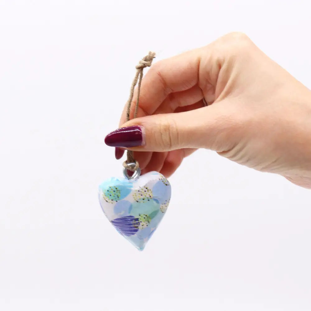 Small Decor Wood Heart - Blue Abstract - Decor Wood Hearts