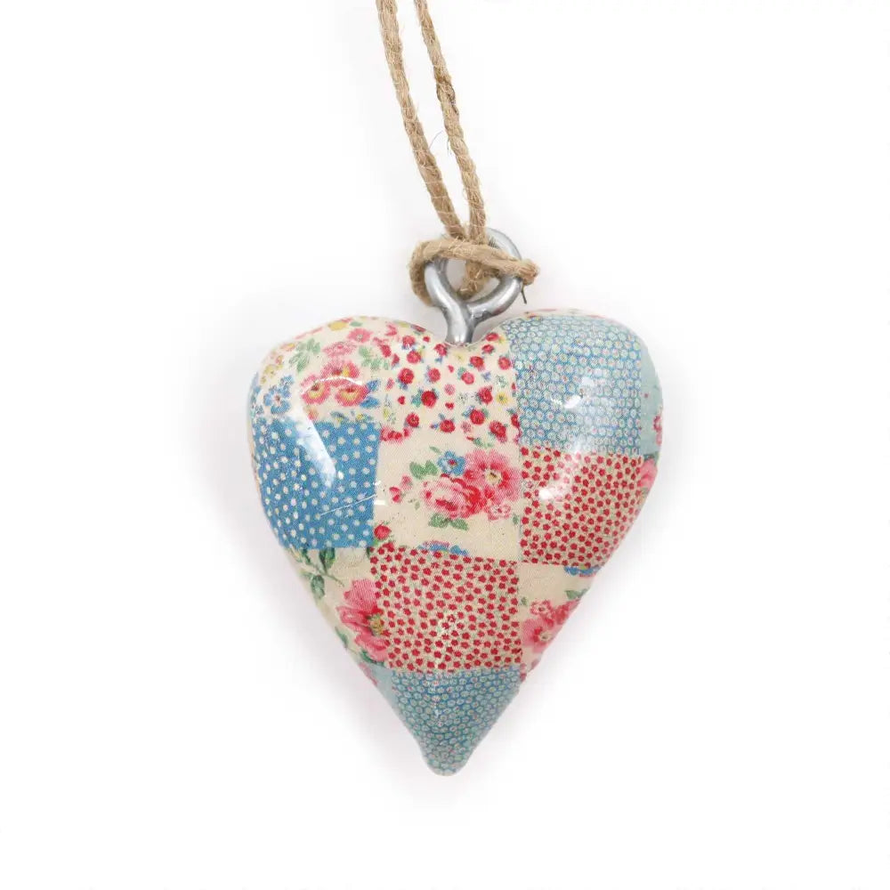 Small Decor Wood Heart - Cheque Blue & Red - Decor Wood Hearts