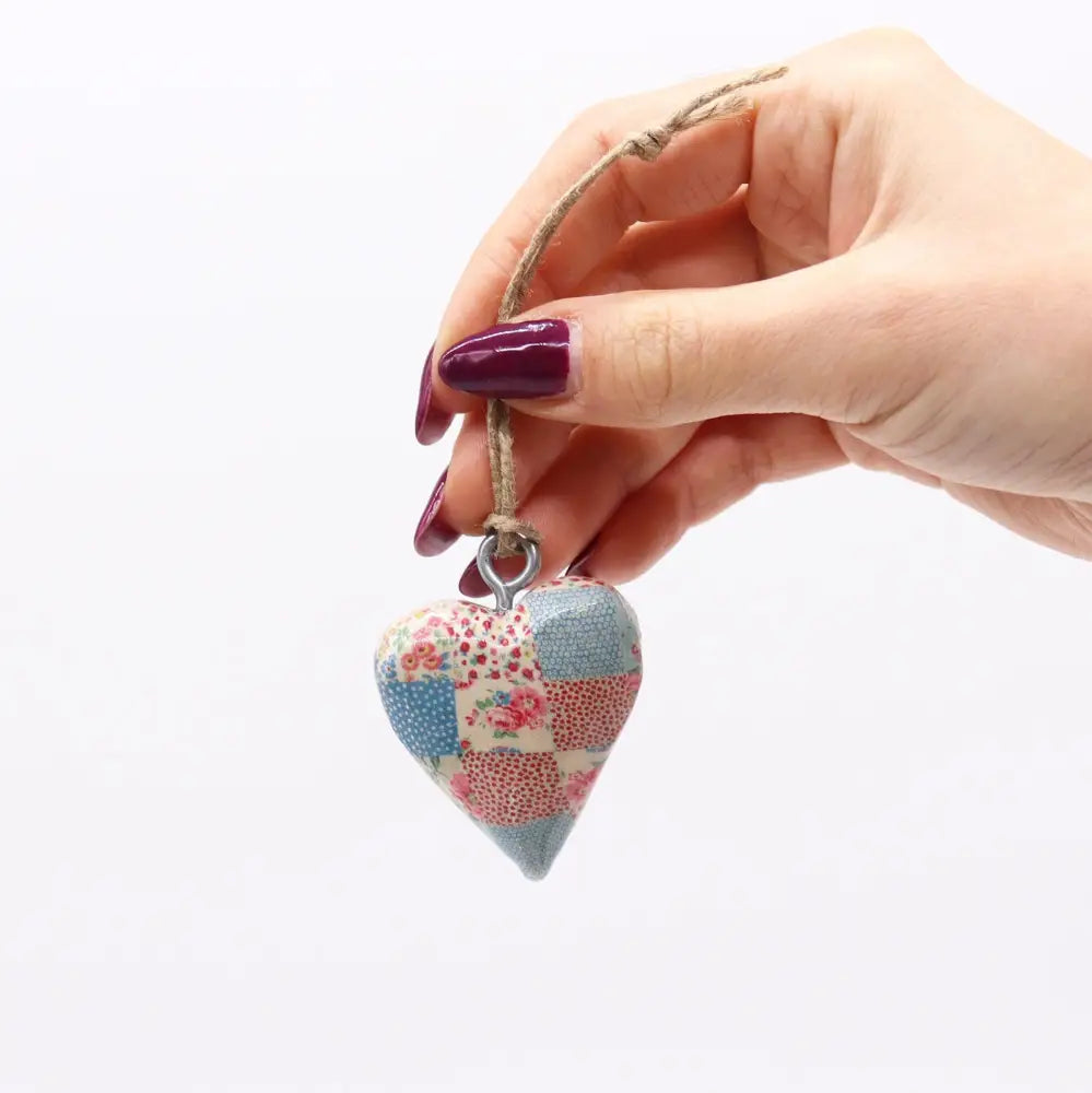 Small Decor Wood Heart - Cheque Blue & Red - Decor Wood Hearts